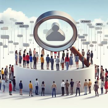 This is an AI-generated photo. A diverse group of people look into the sky at a giant microscope, which is showing a generic looking entity.